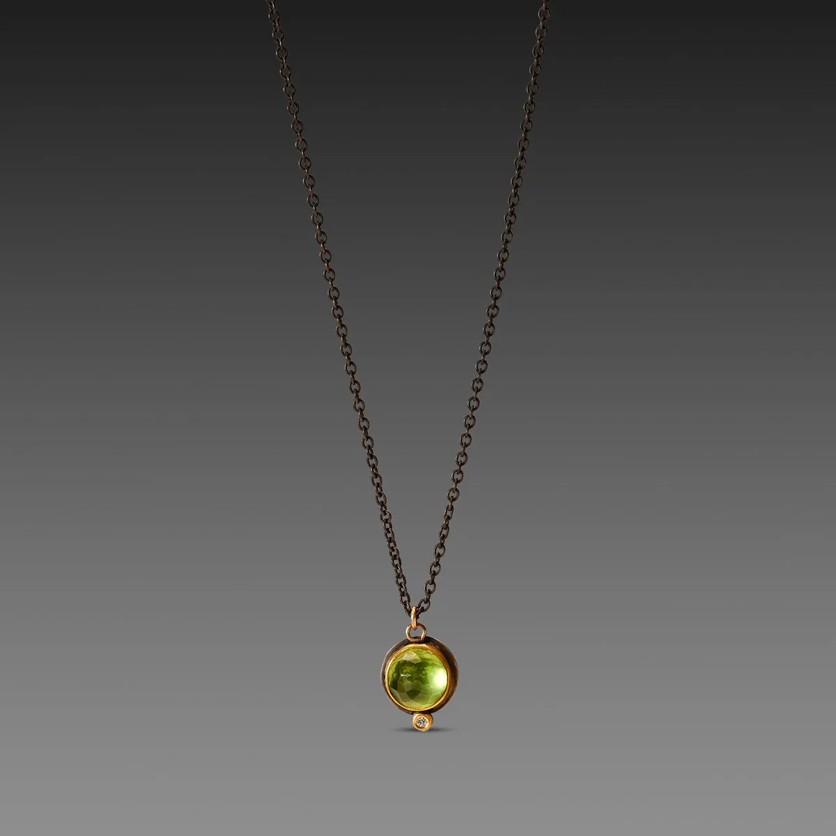 Peridot Necklace with Diamond