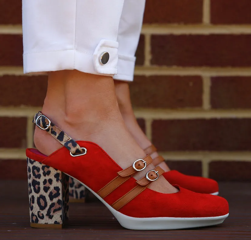 Pineapple - Orange-Red Leopard shoe