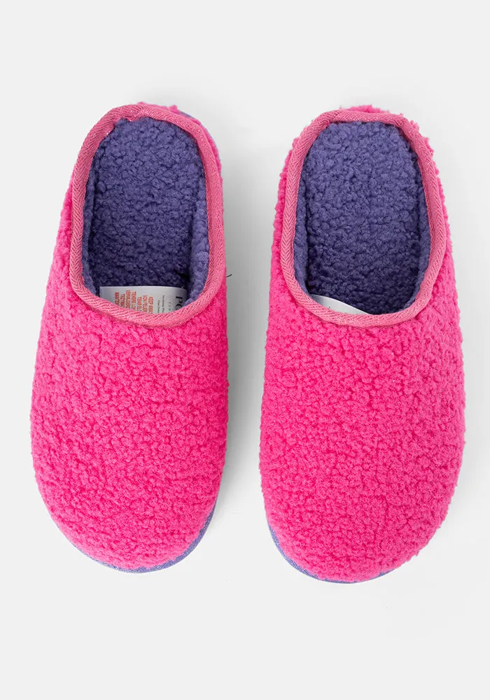 Pink Borg Mule Slippers