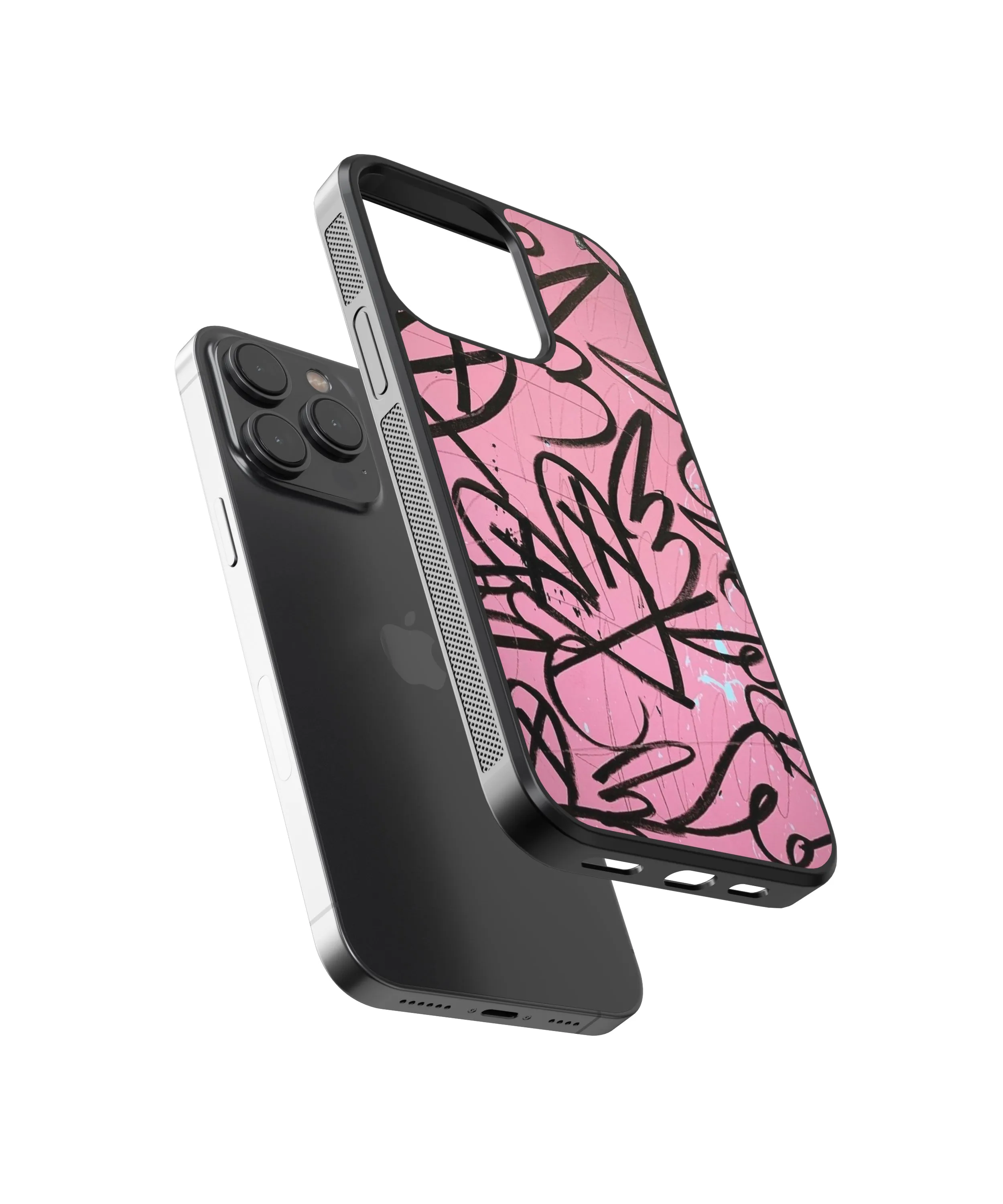 Pink Graffiti Abstract Glass Phone Case Cover