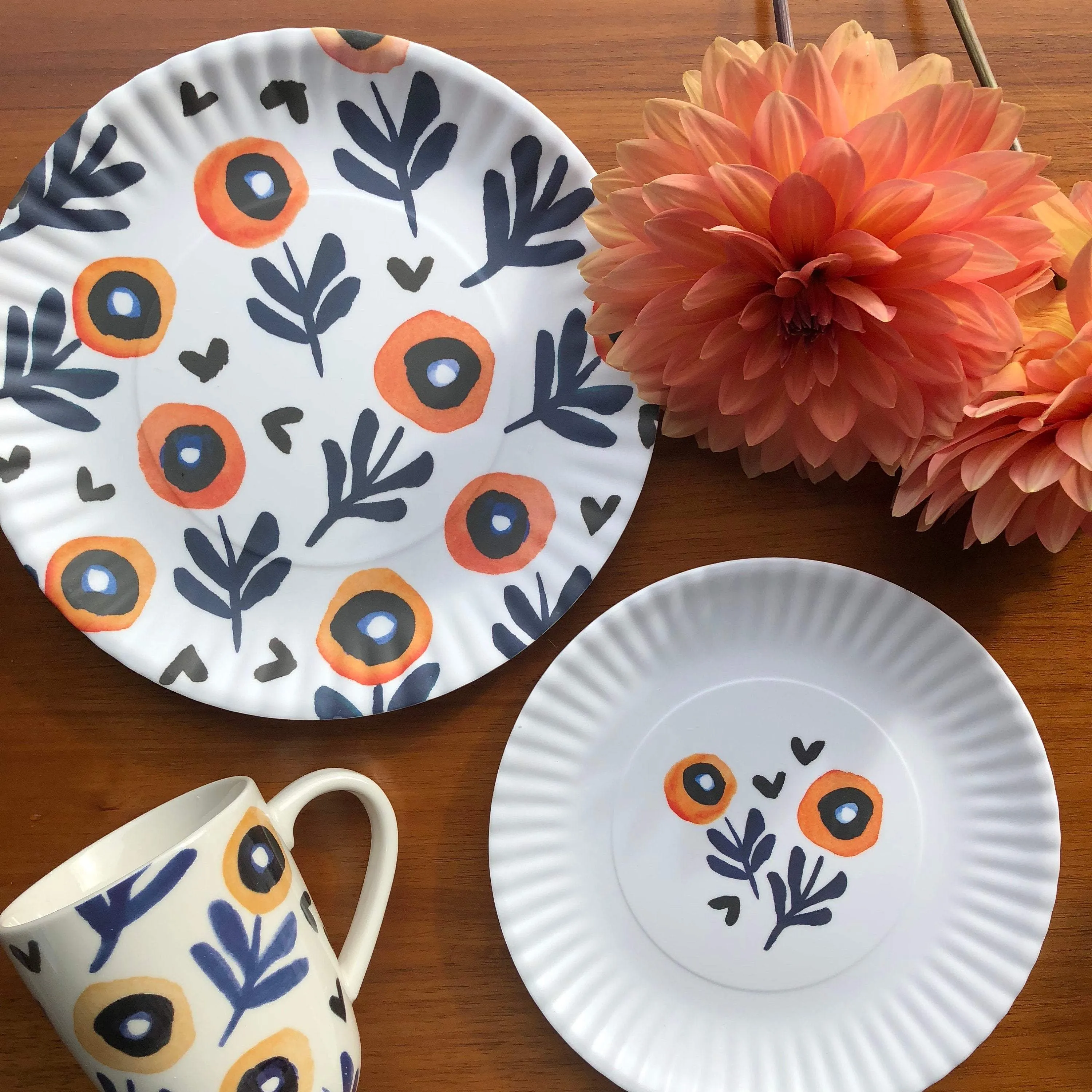 Poppies Matte Melamine Plate Set (7.5 inch)