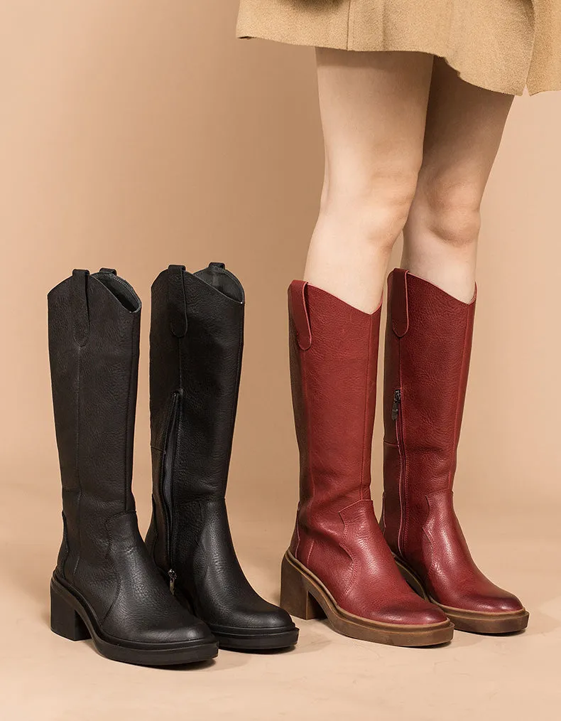 Pure Leather Handmade Women's Fashion Long Boots