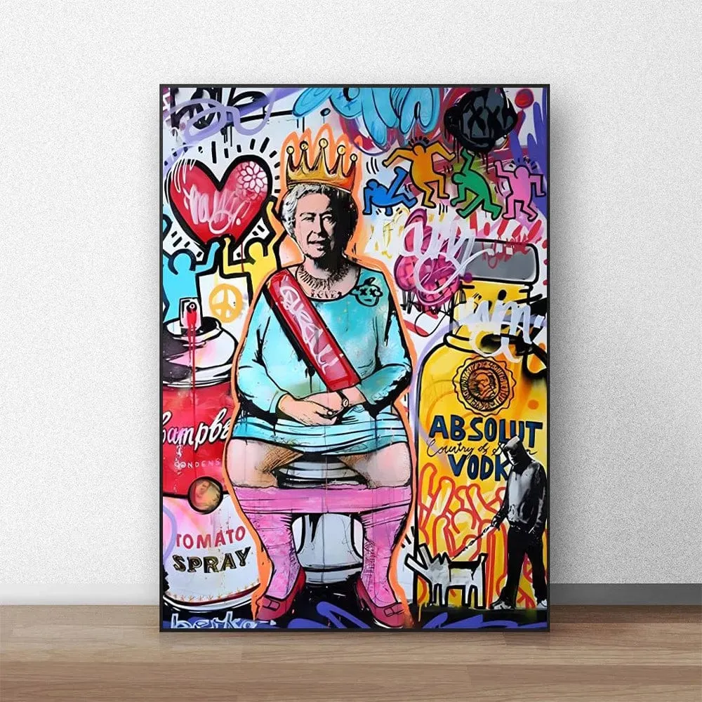 Queen Elizabeth Modern Pop Art Street Graffiti Canvas Artwork Prints