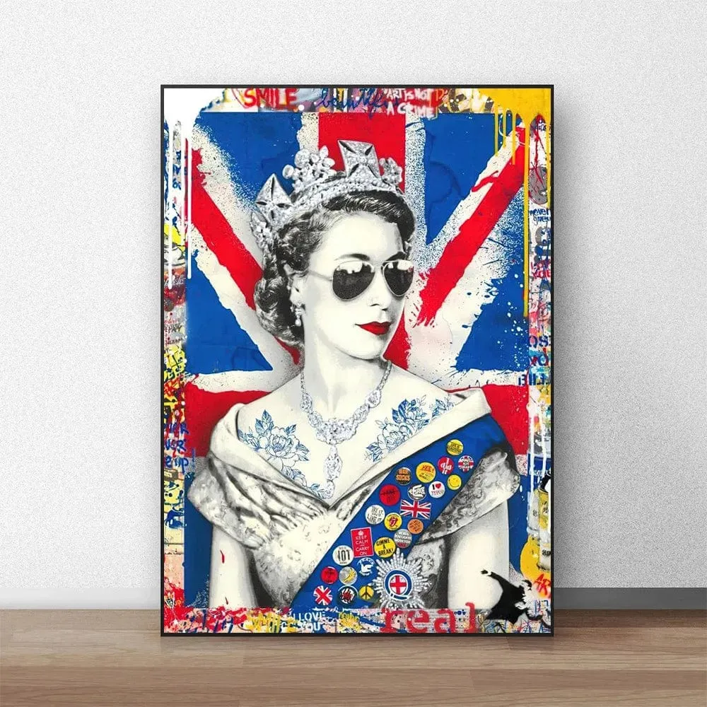 Queen Elizabeth Modern Pop Art Street Graffiti Canvas Artwork Prints