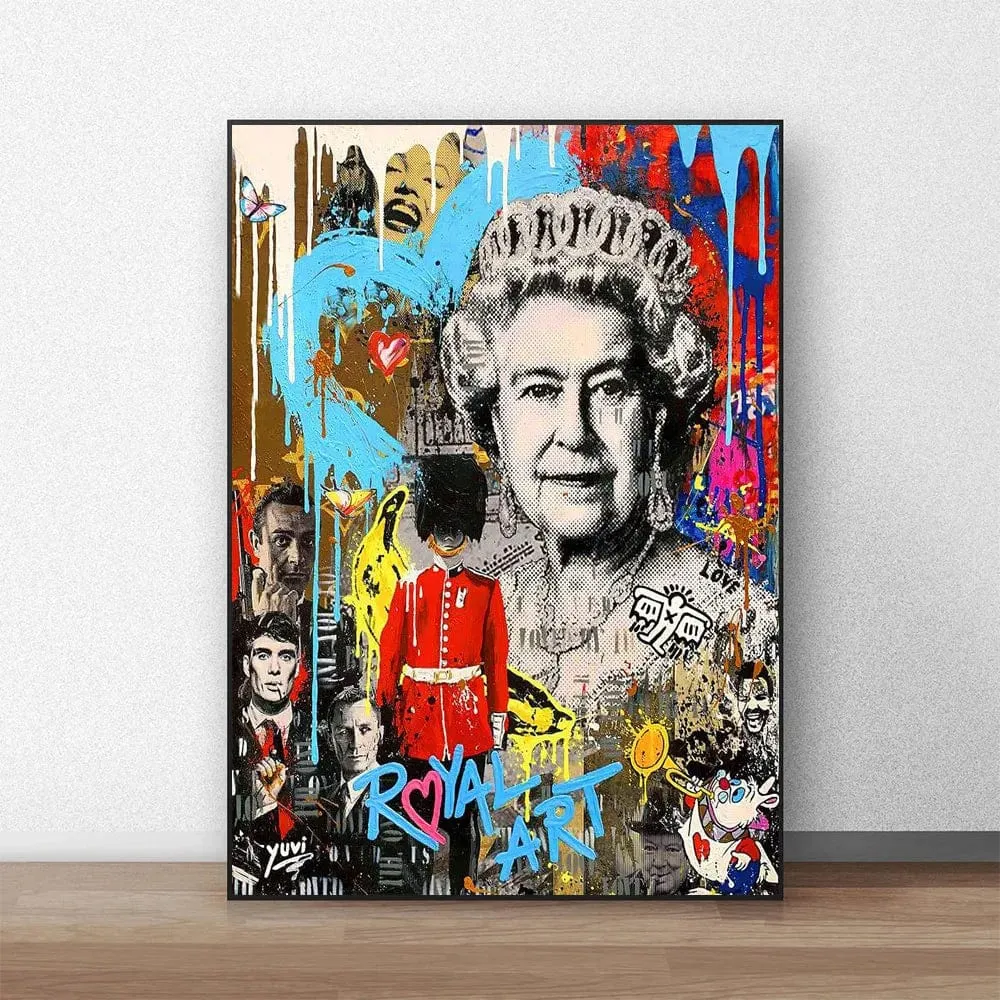 Queen Elizabeth Modern Pop Art Street Graffiti Canvas Artwork Prints