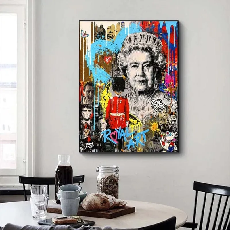 Queen Elizabeth Modern Pop Art Street Graffiti Canvas Artwork Prints