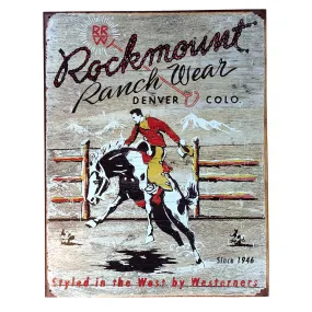 Rockmount Bronc Tin Metal Western Sign