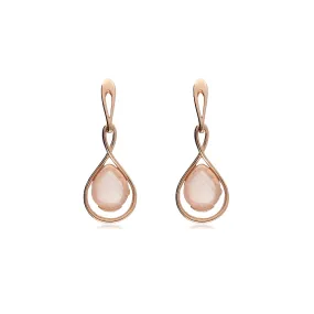 Rose Gold Vermeil Rose Quartz Teardrop Twist Stud Drop Earrings