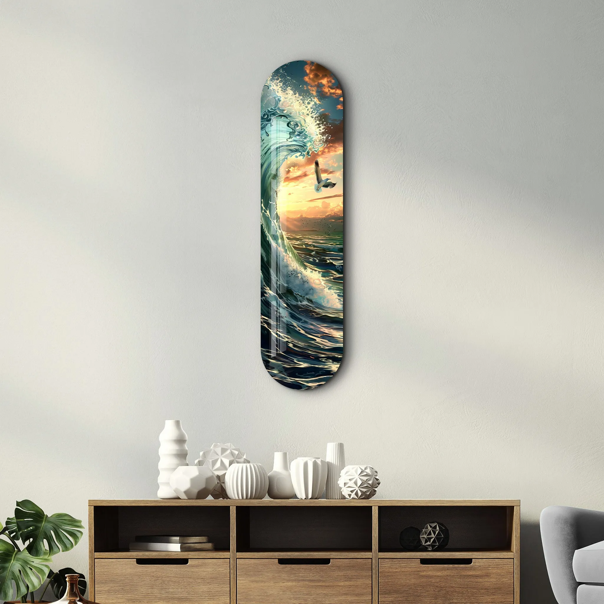 Sea Gull and Ocean V2 | Glass Wall Art