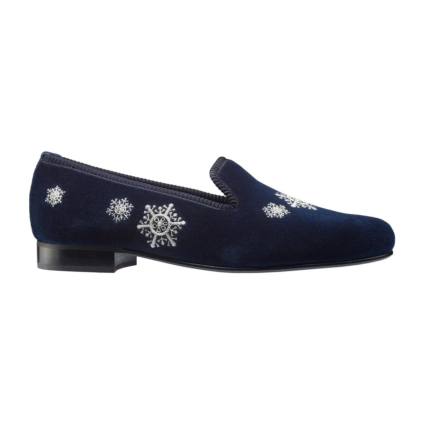 Snowflakes Navy Velvet