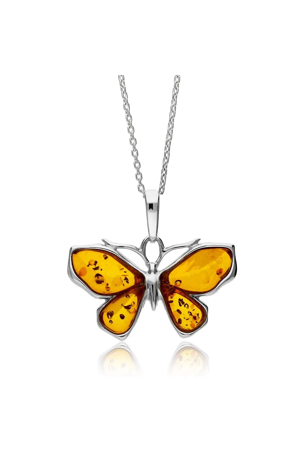 Sterling Silver Amber Butterfly Pendant