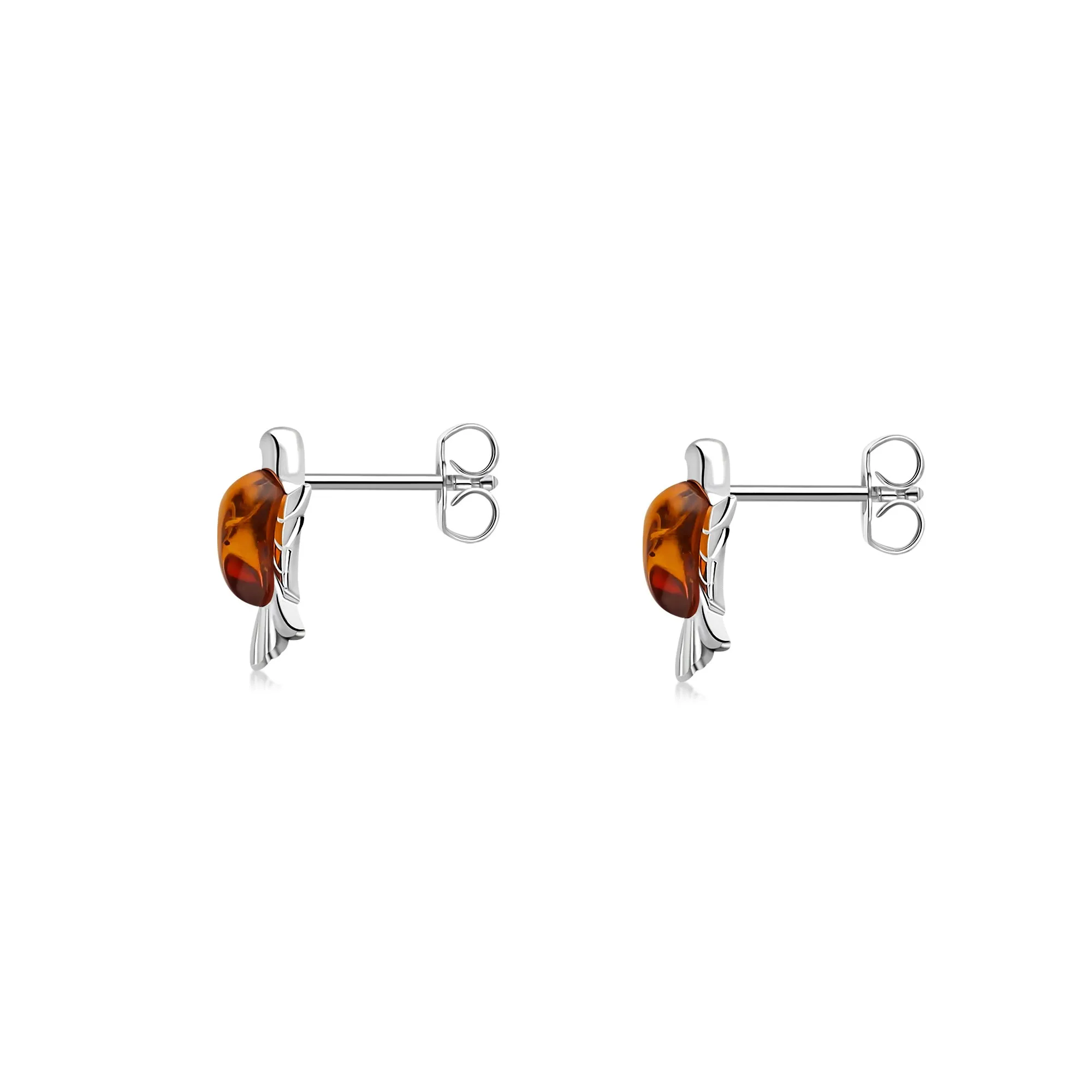 Sterling Silver Amber Dove Stud Earrings