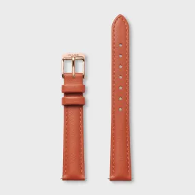 Strap 14 mm Leather Warm Orange, Rose Gold Colour