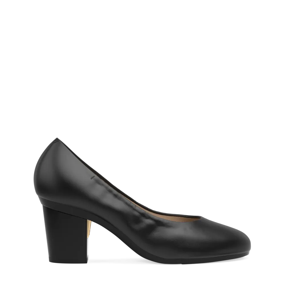 The Ballet Pump - Coal Stretch Leather 3 Block