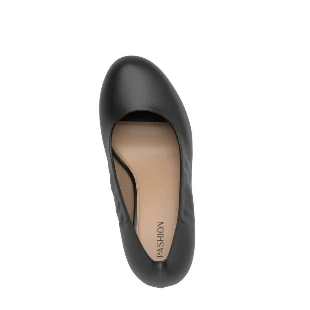 The Ballet Pump - Coal Stretch Leather 3 Stiletto