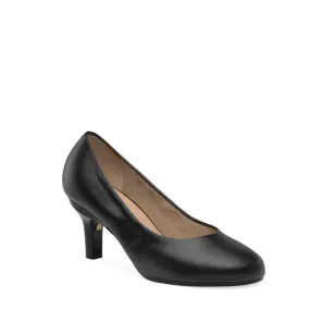 The Ballet Pump - Coal Stretch Leather 3 Stiletto