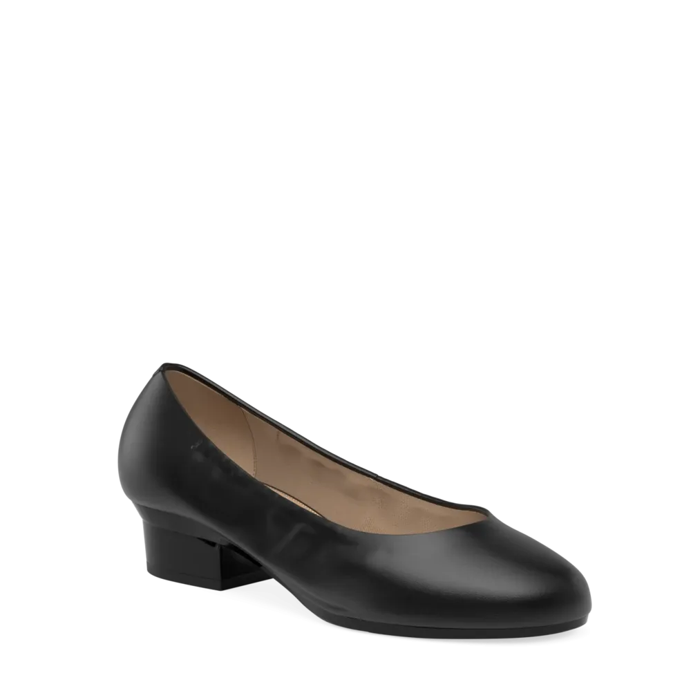 The Ballet Pump - Coal Stretch Leather 4 Block