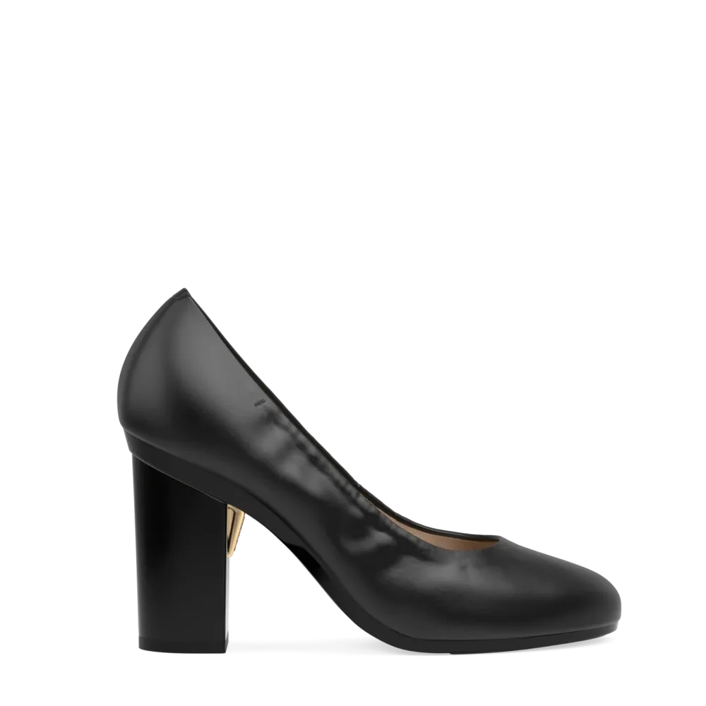 The Ballet Pump - Coal Stretch Leather 4 Block