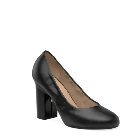 The Ballet Pump - Coal Stretch Leather 4 Block