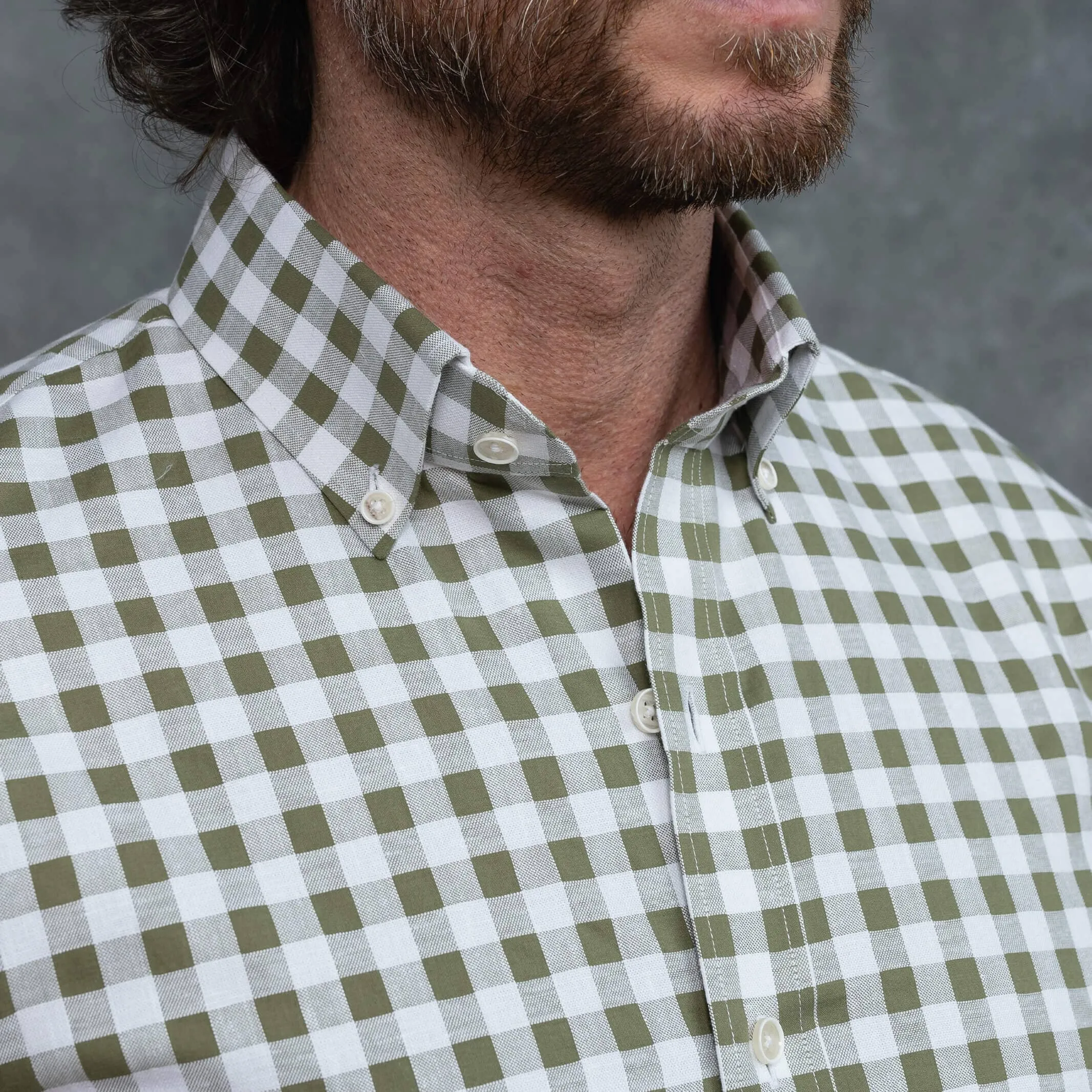 The Dusty Olive Coleman Cotton Linen Gingham Custom Shirt