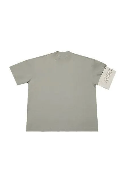 Unisex Grey-Green Badged T-Shirt