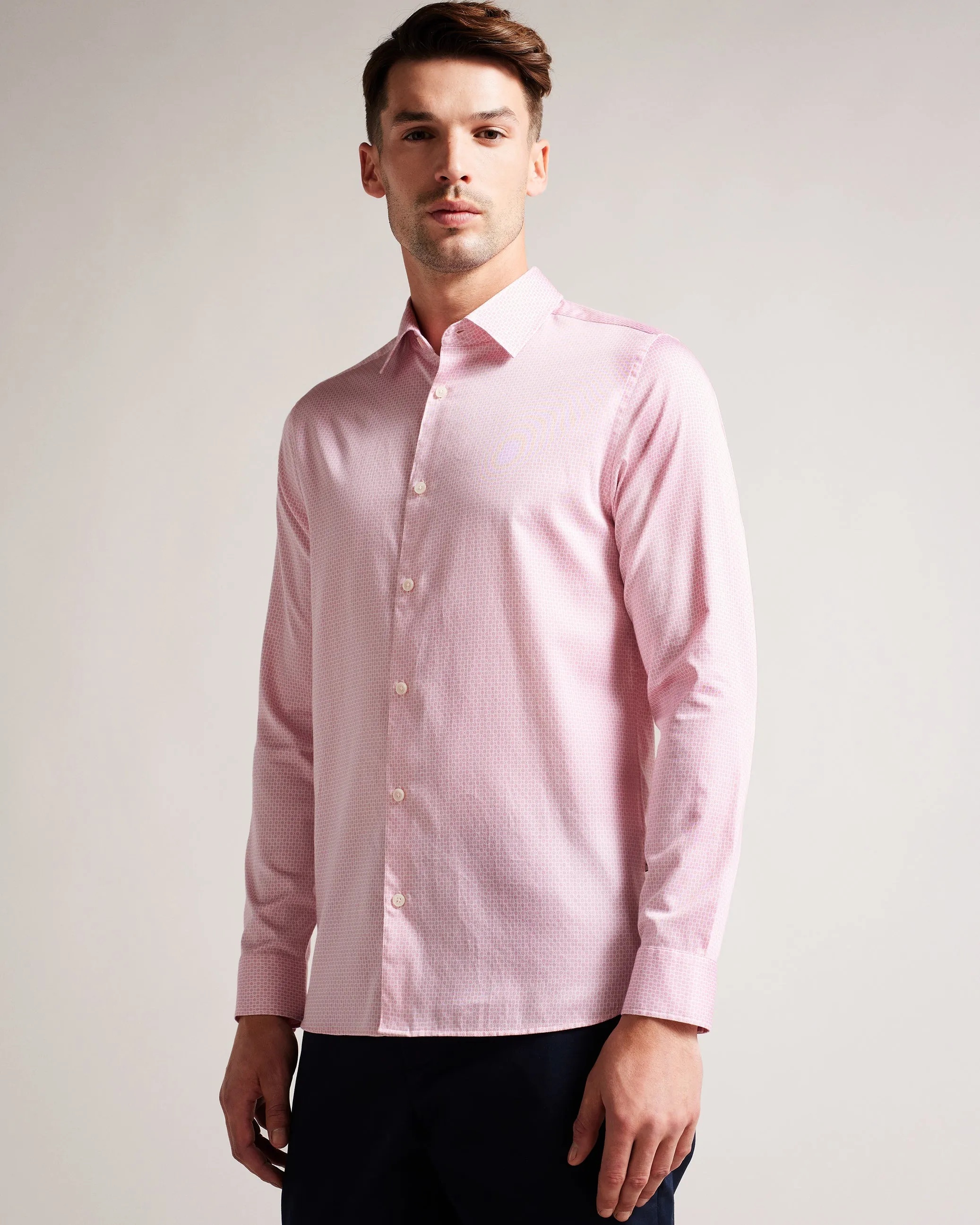 Willet Long Sleeve Geometric Print Shirt Pl-Pink