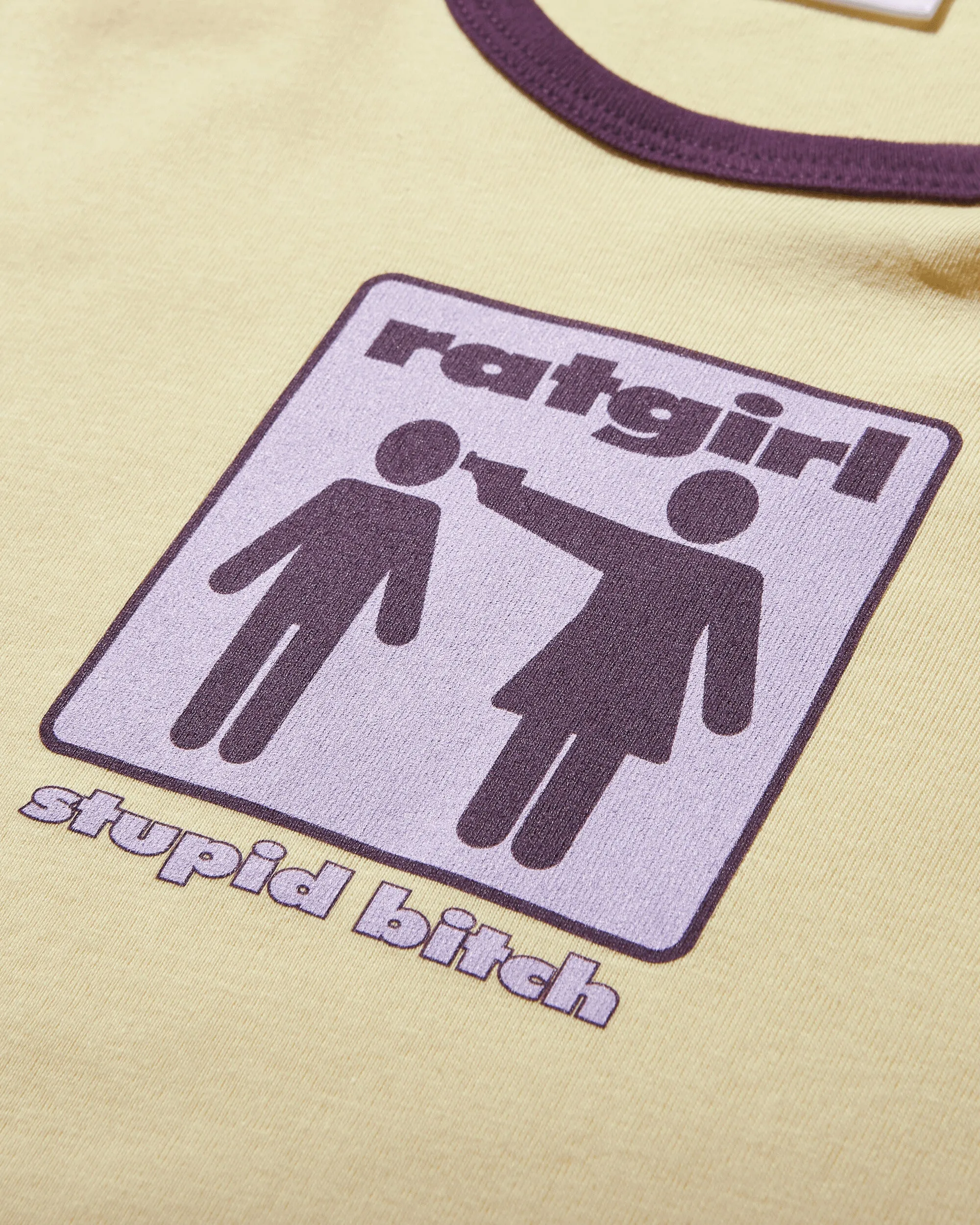 Women's Stupid Bitch Baby Ringer Tee Yellow / Purple