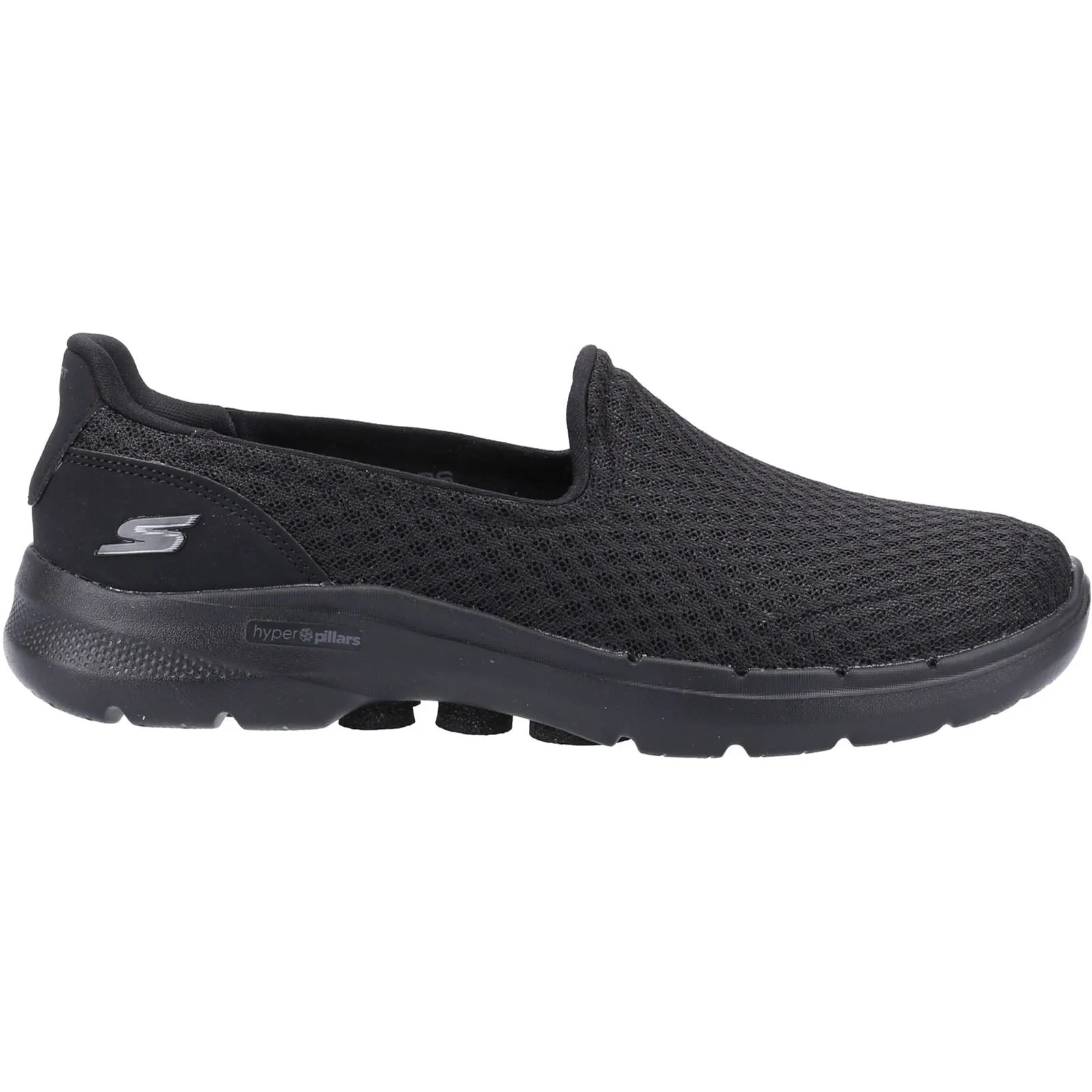 Women's Wide Fit Skechers 124508 Go Walk 6 Big Splash Sneakers - Black/Black