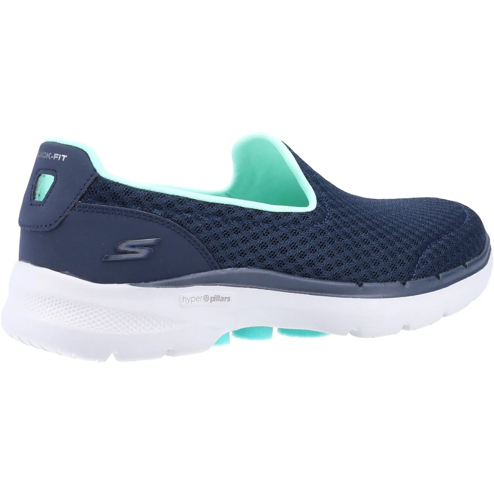 Women's Wide Fit Skechers 124508 Go Walk 6 Big Splash Sneakers - Navy/Turquoise