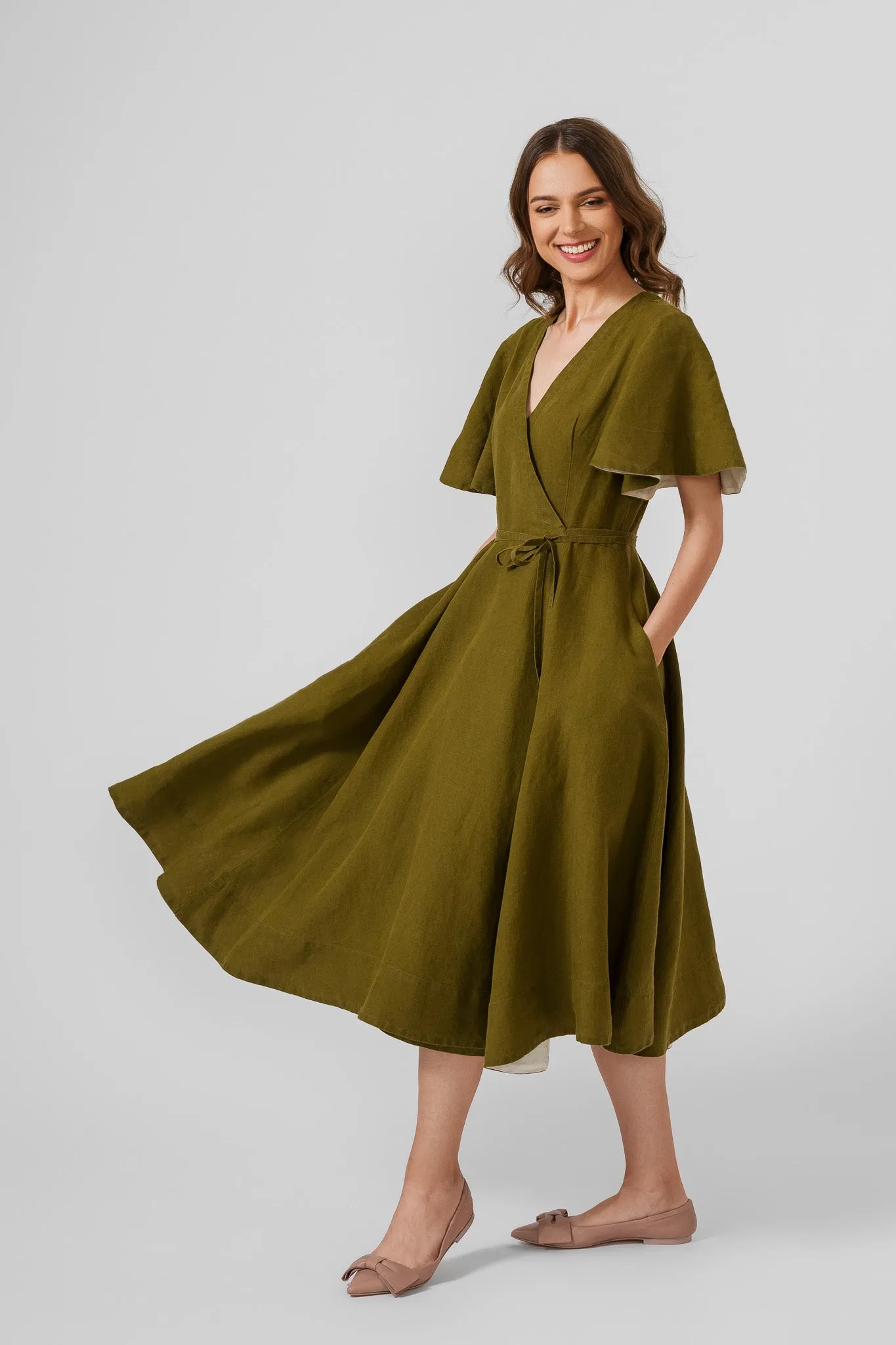 Wrap Dress, Butterfly Sleeve