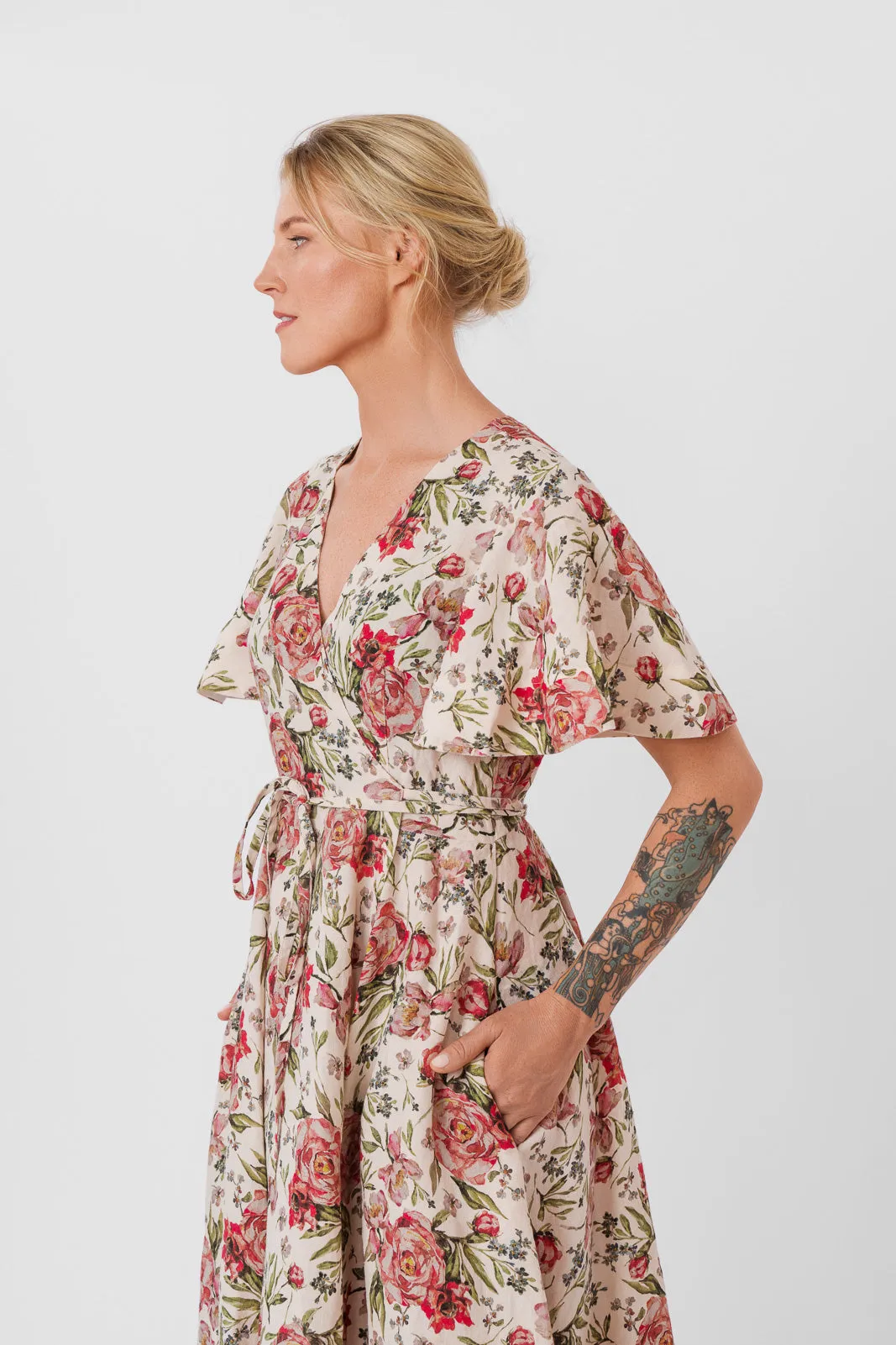 Wrap Dress, Butterfly Sleeve