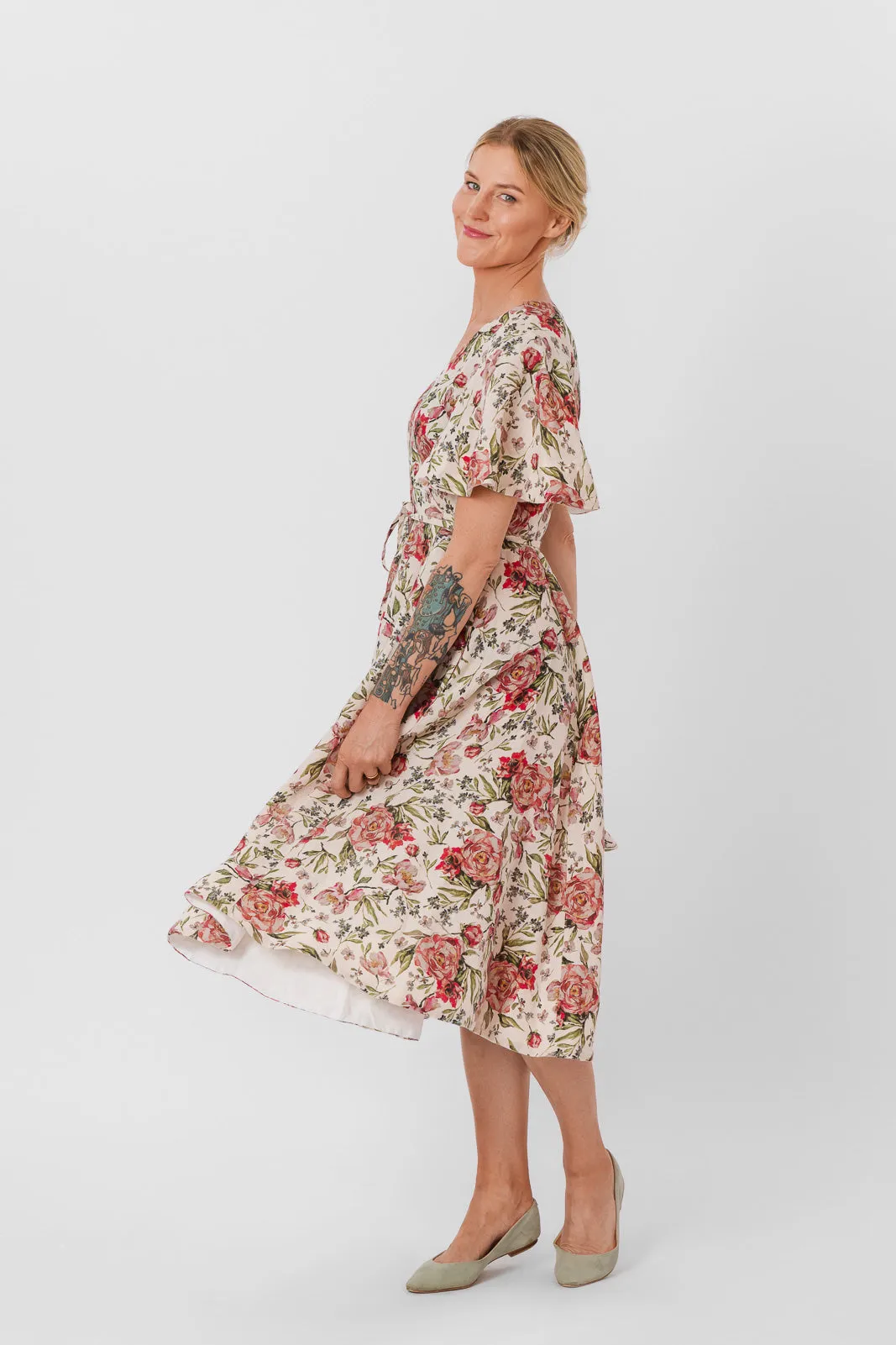 Wrap Dress, Butterfly Sleeve